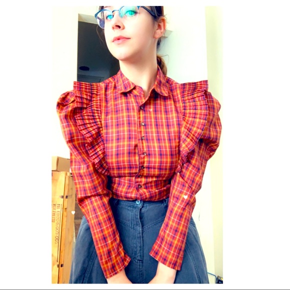 Vintage Tops - Vtg 70s red prairie top